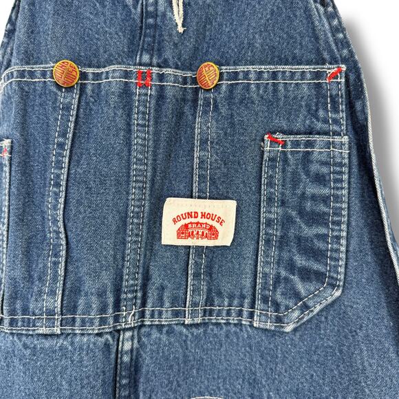 Round House Denim Overalls Workwear Carpenter Jeans Sz 34 X 38 Made in USA - Picture 2 of 11